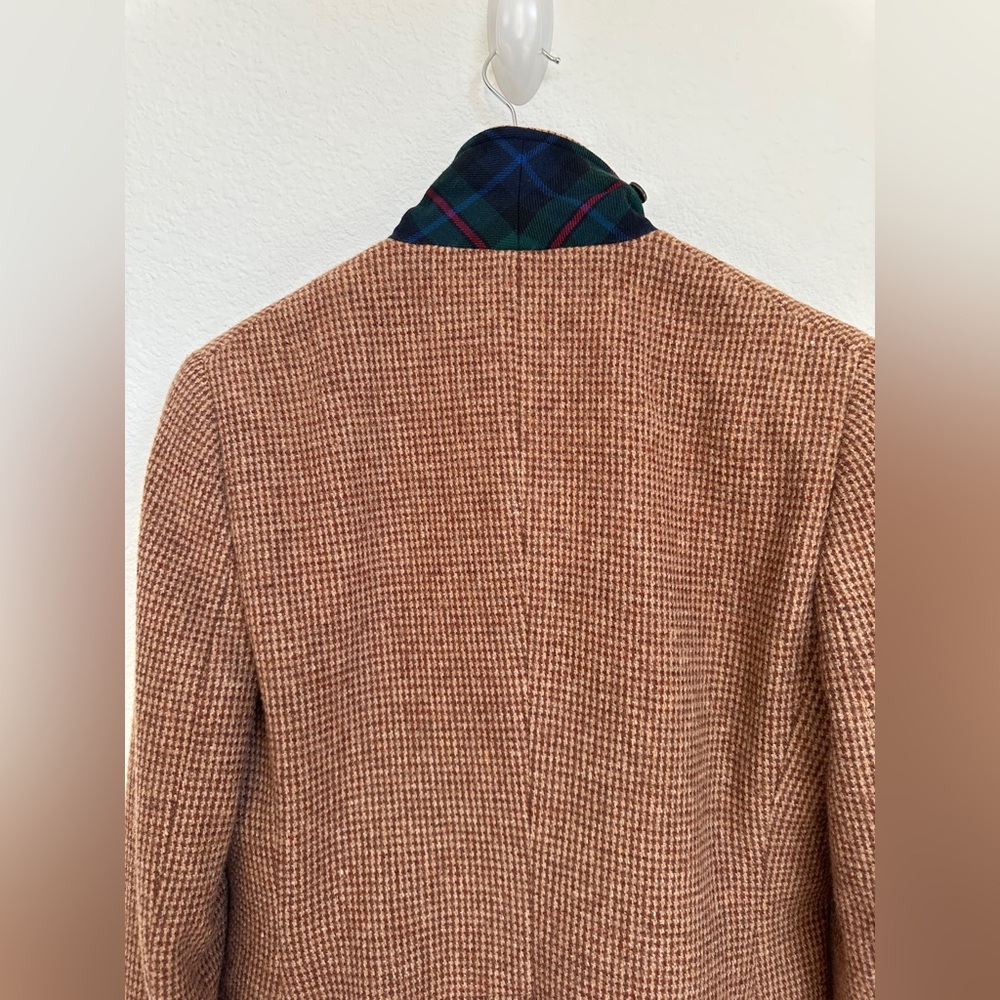 Vintage Ralph Lauren houndstooth riding blazer pure Woolmark Plaid Trim Italy 12 - Picture 14 of 17